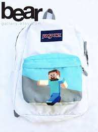 Custom Painted Jansport Backpack Minecraft By Beargallery On Etsy 150 00 Painting Backpack Jansport Backpack Backpacks