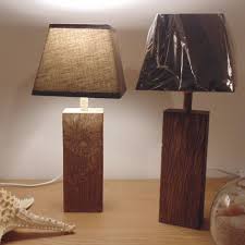 Lot 2 Lampes Chevet Bois Flotte Abat Jour Gris Carre Deco Mer Lampe Bois Flotte Lampe Bois Bois