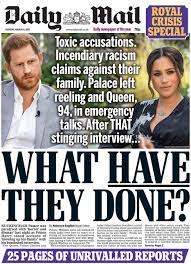 First name duke of sussex, last name his royal highness: Newspaper Headlines Palace Reeling Over Meghan And Harry Bombshell Interview Bbc News