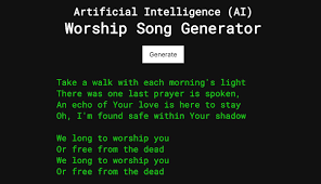 When an already existing poster exists in the database, we return the image that's already been generated. Worship Ai What An Artificial Intelligence Lyric Generator Teaches Us About Image Bearing John Dyer