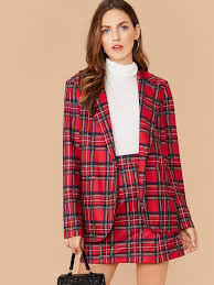 Black And White Plaid Blazer And Skirt Set Lapel Collar Plaid Blazer Skirt Set Sponsored Ad Plaid Collar Lapel In 2020 Plaid Blazer Fashion Blazer