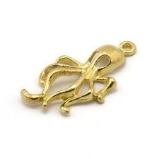 Brass Plated Octopus Charm Pendants 17x31mm DESTASH SALE, D120