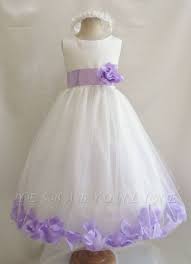 White Tulle A Line Flower Girl Dresses Floor Length Girl Party Dress With Handmade Flowers Wedding Flower Girl Dresses Cheap Flower Girl Dresses Purple Flower Girl Dress