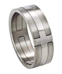 Men S Christian Ring In Titanium Satin Finish Cross Design 8mm Titanium Rings For Men Titanium Wedding Rings Cool Wedding Rings