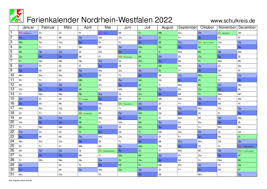 Die abgebildete deko wird nicht mit verkauft. Schulferien Kalender Nrw Nordrhein Westfalen 2022 Mit Feiertagen Und Ferienterminen