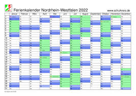 Hälfte mit kalenderwochen und feiertagen. Schulferien Kalender Nrw Nordrhein Westfalen 2022 Mit Feiertagen Und Ferienterminen