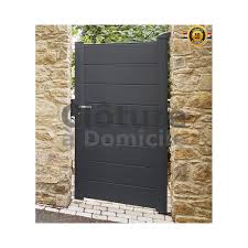 Renforts de motorisation sur la traverse basse. Portillon Alu Aluclos Aluline 1 Battant Couleur Gris Ral 7016 Portail Aluclos Hauteur Remplissage H 1 68 M Lame Semi Ajouree Option Portillon Aluclos Sans