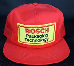 Bosch Packaging Technology Trucker Hat Cap Vintage Red Mesh Snapback Patch Logo Patch Logo Trucker Hat Hats