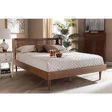 Check spelling or type a new query. Baxton Studio Rina Mid Century Modern Ash Wanut Finished Wood And Synthetic Rattan Queen Size Platform Bed With Wrap Around Headboard