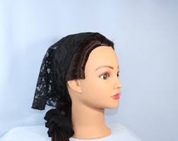 Black Lace Christian Headcovering: Football Veil, Prayer Veiling