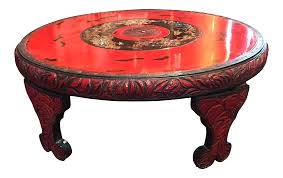 Regular price was $558.99 save: Antique Asian Red Lacquered Low Coffee Table Wood Carved Inlaid Chairish