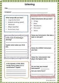 Music Listening Journal Activities Music Listening Worksheet Music Curriculum Music Teaching Resources