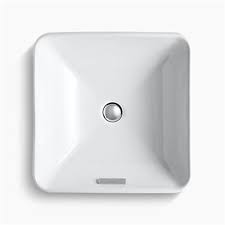 white porcelain square vessel sink