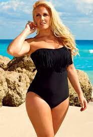 Fringe Bandeau One Piece Swimsuit In 2021 Bandeau One Piece Swimsuit Women S Plus Size Swimwear Plus Size