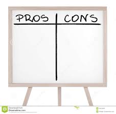 Presentation Board With Empty Pros And Cons Table Stock