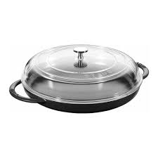 Staub Cast Iron 12 Round Steam Griddle Matte Black Enameled Cast Iron Cookware Cast Iron Staub