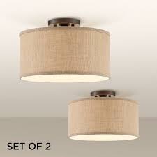 Ceiling lights & chandeliers └ lighting └ home, furniture & diy all categories antiques art baby books, comics & magazines business, office see all. 360 Lighting Rustic Farmhouse Ceiling Light Semi Flush Mount Fixtures Set Of 2 Bronze Burlap Fabric Drum Bedroom Kitchen Hallway Walmart Com Walmart Com