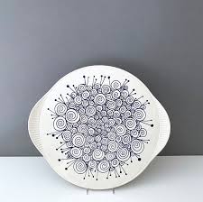 Vintage Cake Plate Cake Plate Cake Plate Country House Cottage Blue White Pie Cake Plate Retro Dishes Green Town Ceramic Seam Germany Tortenplatte Kuchenplatte Kuchenteller