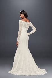Off The Shoulder Scalloped Lace Mermaid Dress David S Bridal Discount Wedding Dresses Wedding Dresses Lace Mermaid Wedding Dress