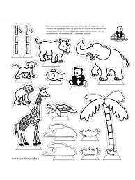 Kijkdoosfiguren printen / spelletjes knutselen : Kleurplaat Kijkdoos Bamboeclub Dierentuin Dierentuindieren De Dierentuin