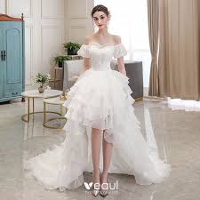 Maybe you would like to learn more about one of these? Erschwinglich Ivory Creme Strand Sommer Brautkleider Hochzeitskleider 2020 Ballkleid Off Shoulder Geschwollenes Kurze Armel Ruckenfreies Asymmetrisch