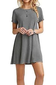 Women S Casual Plain Short Sleeve Fit Simple T Shirt Loose Cotton Dress Casual Dresses For Women Short Dresses Casual Casual Summer Dresses