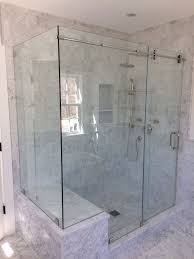 Clear glass shower doors help open up the space and make it look bigger. Shower Glass Gallery Falmouth Glass Mirror Co Inc