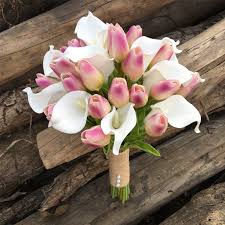 For a more daring tropical touch, pick up white wedding flowers are effortlessly elegant. Simple Calla Lily And Tulips Bouquet White Dark Pink Bridal Bouquet Vanrina