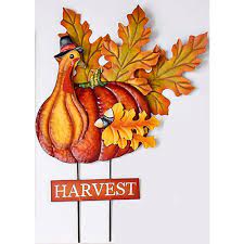 Worth Imports 26 In Metal Turkey On Stake 8855 The Home Depot The Holiday Aisle Hand Painted Birdhouses Halloween Tree Decorations