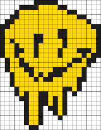 Trippy Melted Smiley Face Kandi Pattern Pixel Art Pattern Easy Perler Bead Patterns Perler Beads