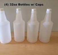 4 Pack 32oz Plastic Bottle w/ Cap Mist Nozzle Trigger Spray Empty Cleaning  Water