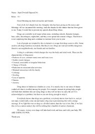 Drug addiction can land you in financial crisis. Drug Abuse Speech