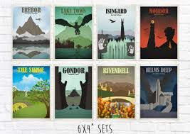 Lord Of The Rings Travel Print Sets Location Style Prints Etsy Travel Prints Print Sets The Hobbit