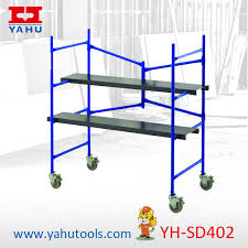 When not in use, the bench folds into an approximately 24″ x 34″ x 8″ rectangle, which can fit into even a small, crowded garage like mine. China Portable Folding Mini Scaffolding Platform With Wheels China 6 Ft Multi Use Drywall Baker Scaffold Portable Scaffolding Platform With Wheels