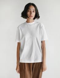 Sunspel Mock Neck T Shirt White Neighbour