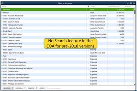 Quickbooks 2018 Desktop Chart Of Accounts Search