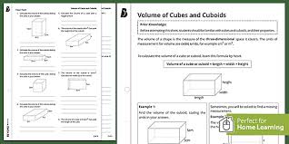 If we want to convert units of volume into different units, we can convert the units of dimensions to same of volume first, for example, a cube has dimensions of 12.5 in, 14 in and 9.3 in. Volume Of Cubes And Cuboids Home Learning Ks3 Maths