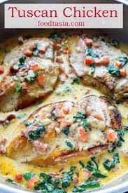 Creamy Tuscan Chicken With Baby Spinach And Red Pepper Foodtasia Recipe Tuscan Chicken Stuffed Peppers Recipes