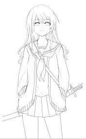 Coloring is the first step to become an artist. School Girl With Katana By Zhiori On Deviantart