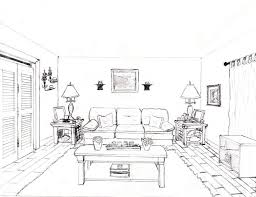 Image Result For Living Room Line Drawing Perspective Room One Point Perspective Room One Point Perspective