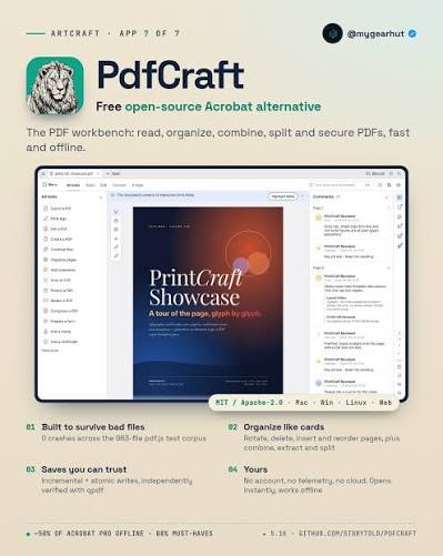 واجهة PdfCraft لإدارة مستندات PDF