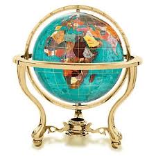 Commander Gemstone World Globe Bahama Blue Free Shipping Gemstone Globe Is Handmade With A Variety Of Semi Precious World Globes Desktop Globe Globe Decor