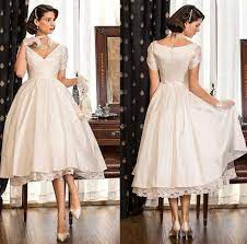 Simple Short Vintage Wedding Dress Cheap Bridal Gown With Lace Tea Length Short Wedding Dress Vintage Tea Length Wedding Dress Short Wedding Dress