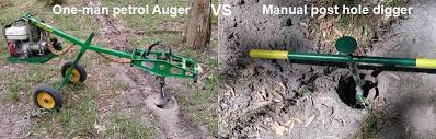 Power drill attachment or hand turn. One Man Petrol Auger Vs Manual Post Hole Digger Self Sufficient Culture
