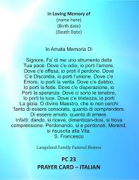 Italian Prayer Prayer Card Format In 2020 Cremation Services Funeral Home Prayer Cards