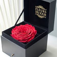 Sweet colours' preserved roses have a gorgeous natural beauty. Giant Preserved Rose In Box With Mini Drawer Fleurs Du Jour