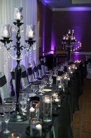 Choose purple wedding invitations and add a touch of regal flair to your ceremony. Black And Silver Table Decor Beautiful Silver Black And Purples Wedding Table Decor Detail Shots Pint Purple Wedding Theme Purple Wedding Purple Wedding Tables