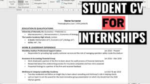 Software engineering internship resume examples & samples. How To Write A Student Cv Resume For Internships Youtube