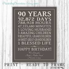 Gorgeous 9 rings for 9 decades necklace is an elegant look that honors her 90 years without screaming her age. 90th Birthday Gift Sign Canvas Print Personalized Art Mom Dad Etsy In 2021 90th Birthday Birthday Gifts For Grandma Grandma Birthday