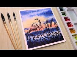 Silhouettesrhwatercolorpaintingcom how pencil easy sunset drawing. Pin On Video Akvarel